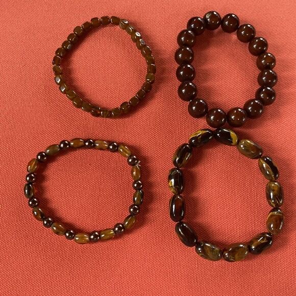 Bundle of 4 Stretchy Brown Bead Bracelets - Picture 6 of 7
